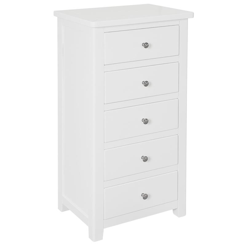 Hemsby Painted 5 Drawer Narrow Chest - White