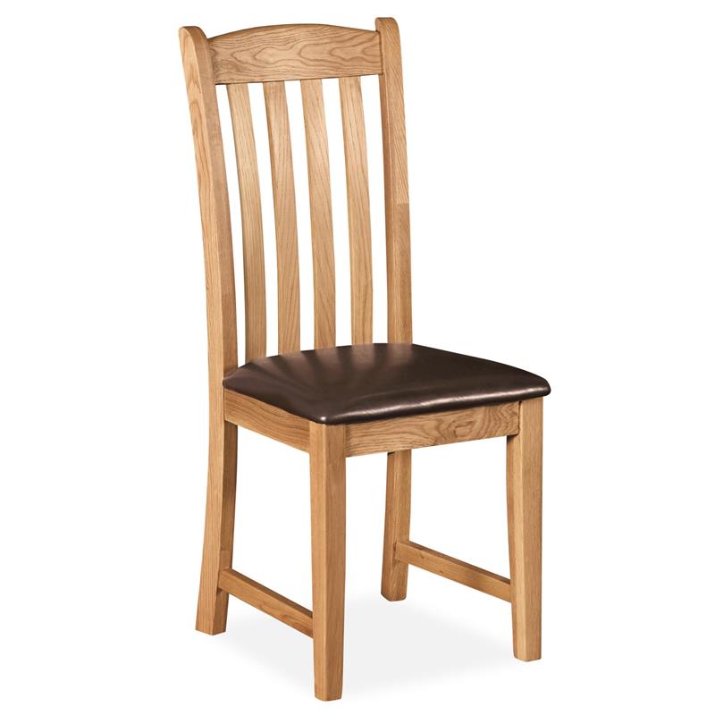Suffolk Oak Dining Chair Vertical Slat With Pu Seat