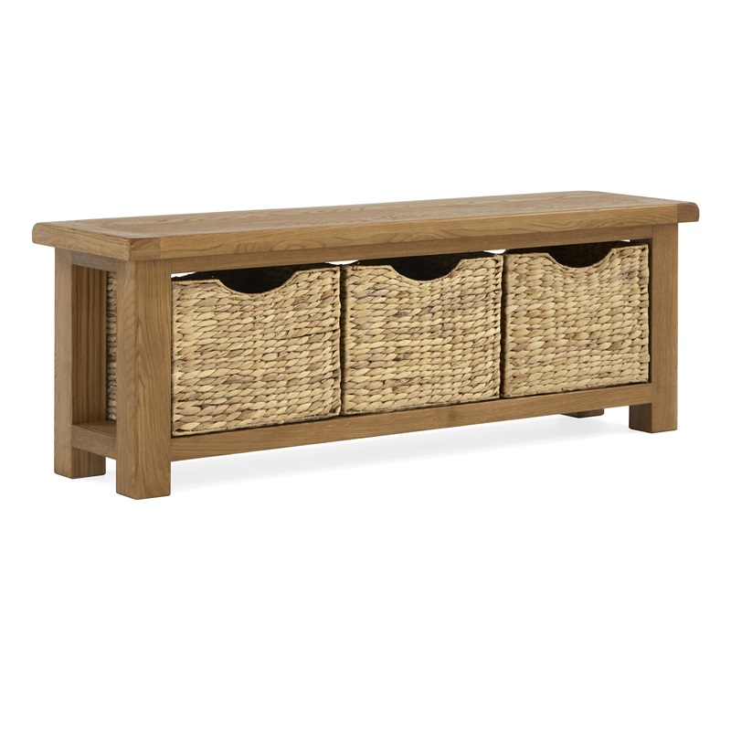 Suffolk Oak Bench With Baskets