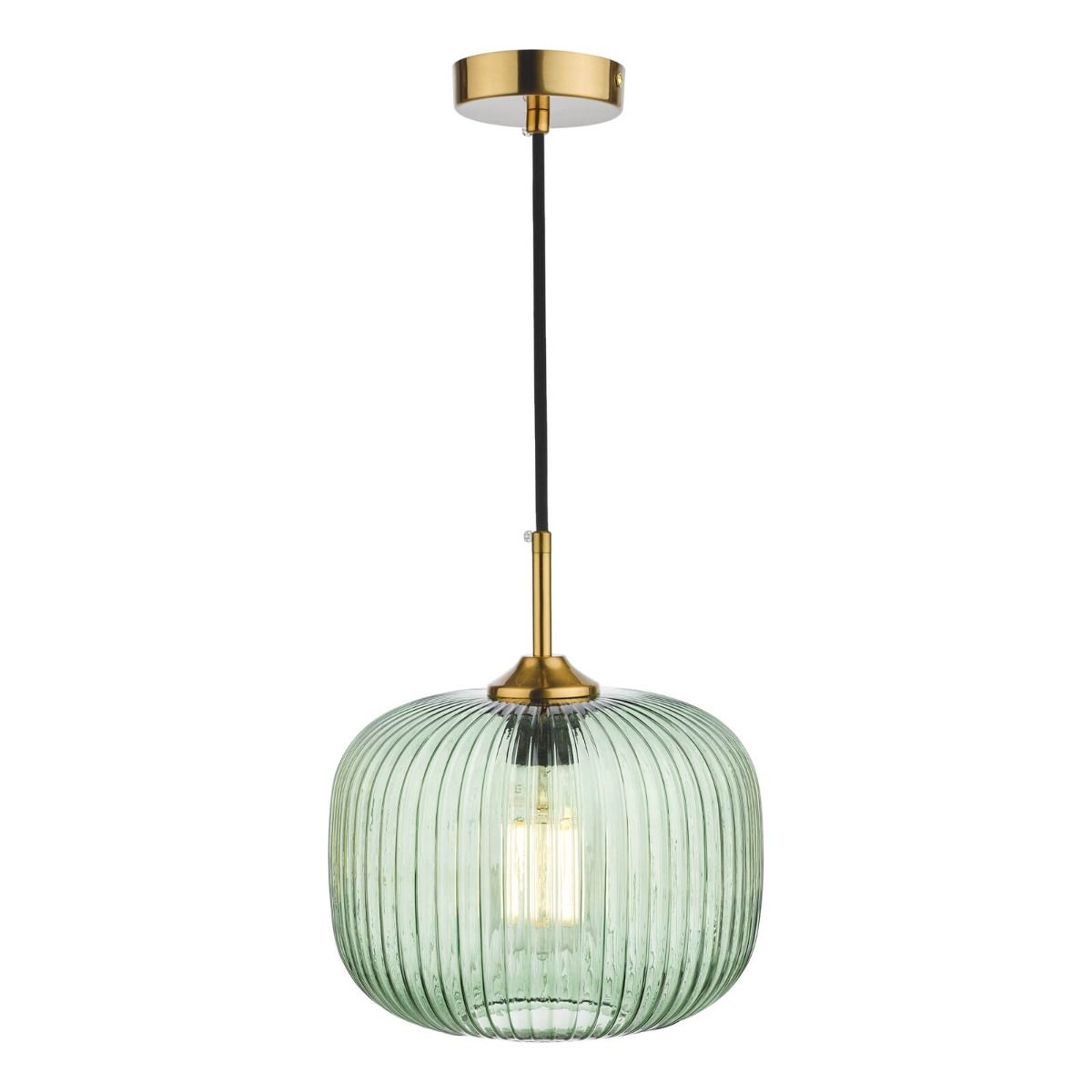 Demarius 1 Light Pendant Green Glass With Bronze Detail
