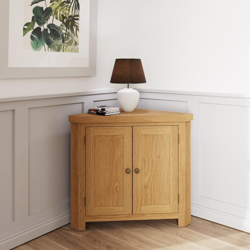 Country Oak Corner Cabinet