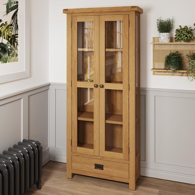 Country Oak Display Cabinet