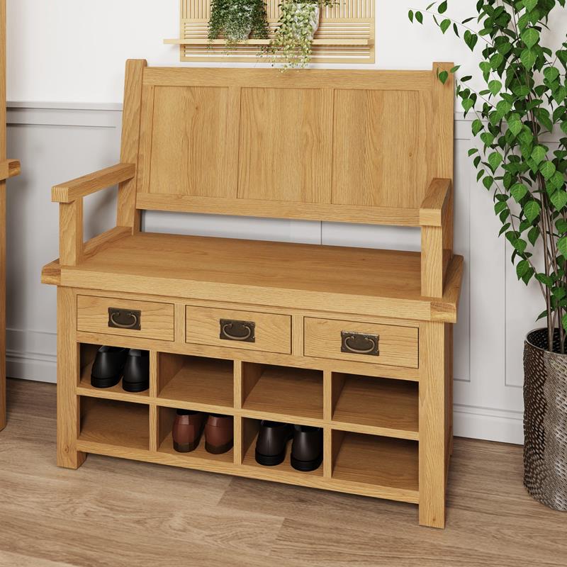 Country Oak Monks Bench