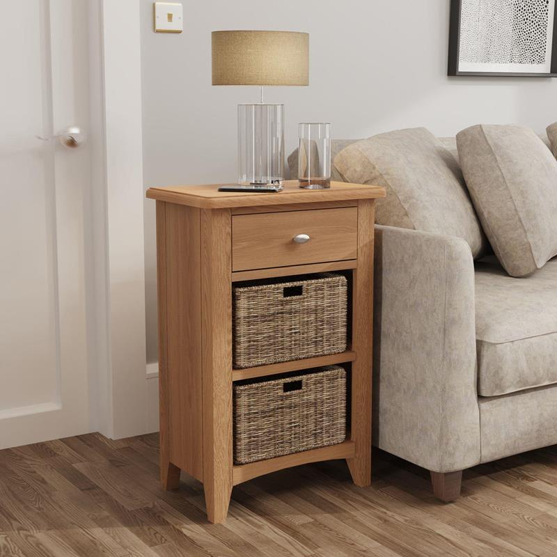 Gateley Oak 1 Drawer 2 Basket Cabinet