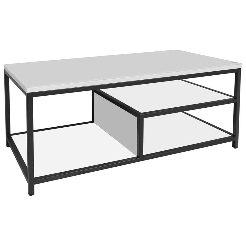 Kelso Coffee Table with shelf - White