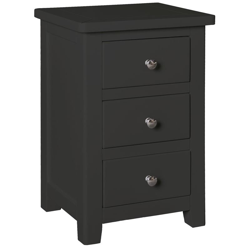 Hemsby Painted 3 Drawer Bedside - Charcoal