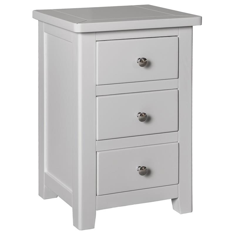 Hemsby Painted 3 Drawer Bedside - Grey