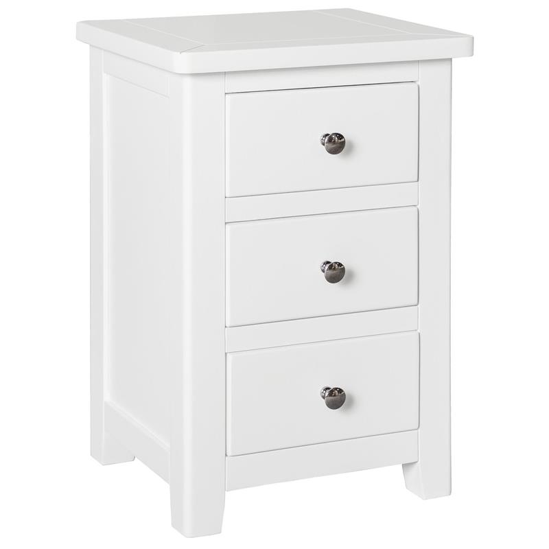 Hemsby Painted 3 Drawer Bedside - White