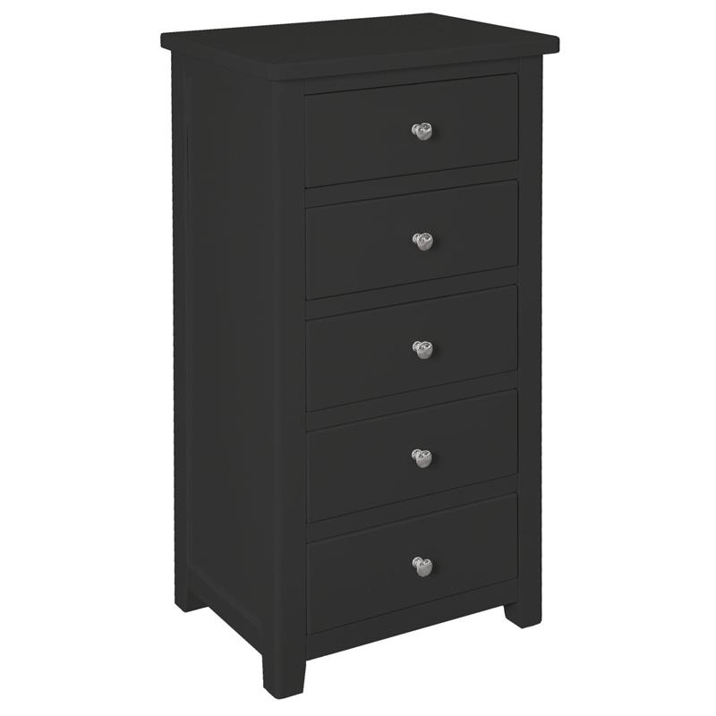 Hemsby Painted 5 Drawer Narrow Chest - Charcoal