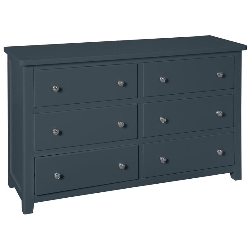 Hemsby Painted 6 Drawer Wide Chest - Blue