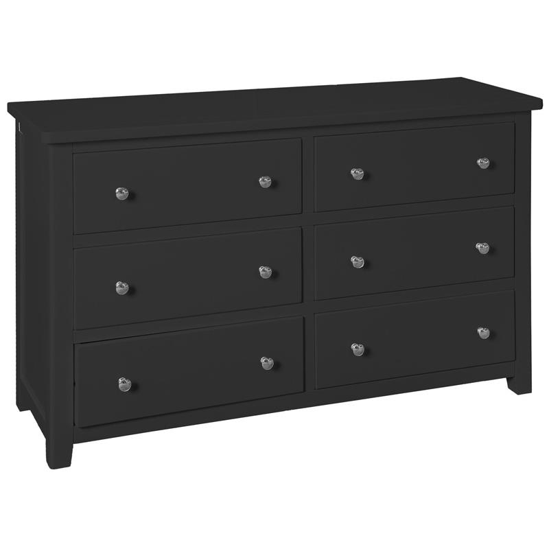 Hemsby Painted 6 Drawer Wide Chest - Charcoal