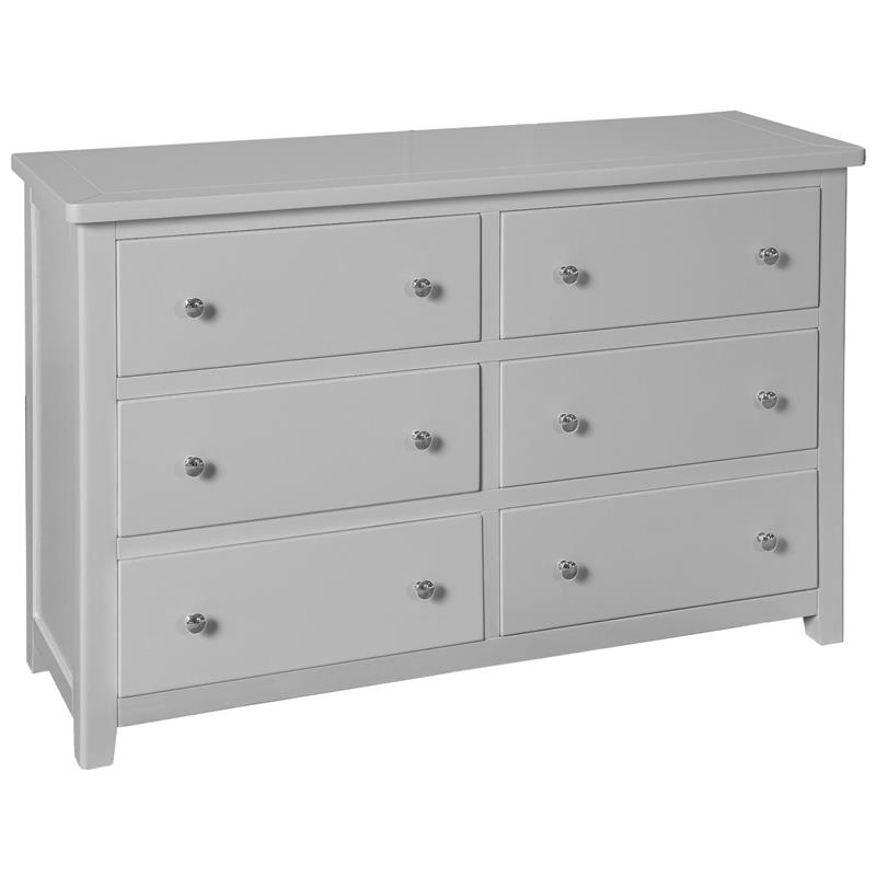 Hemsby Painted 6 Drawer Wide Chest - Grey