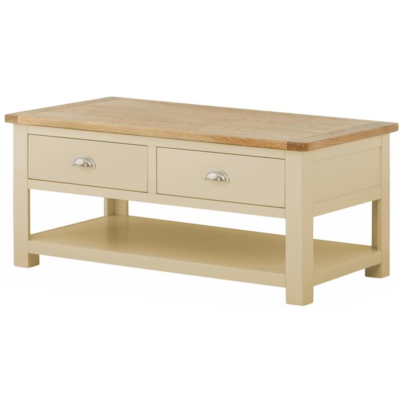 Plumpton Coffee Table with Drawers - Stone
