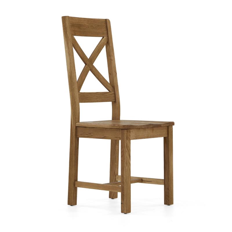 Suffolk Oak Cross Back Chair With Wooden Seat