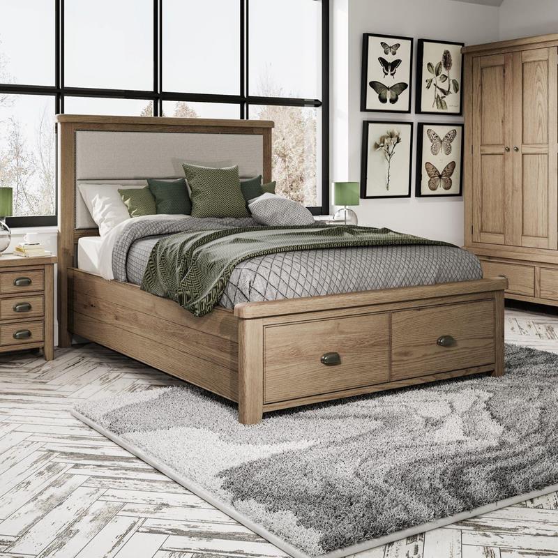 Hamilton 46 Bed with Fabric Headboard and Drawer Footboard Set