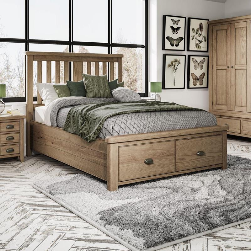 Hamilton 46 Bed with Wooden Headboard and Drawer Footboard Set