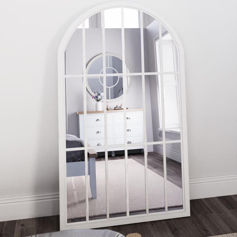Mirror Collection Large Arched Window Mirror White