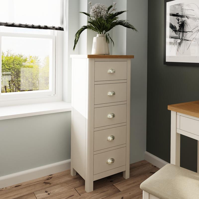 Rockland Painted 5 Drawer Narrow Chest