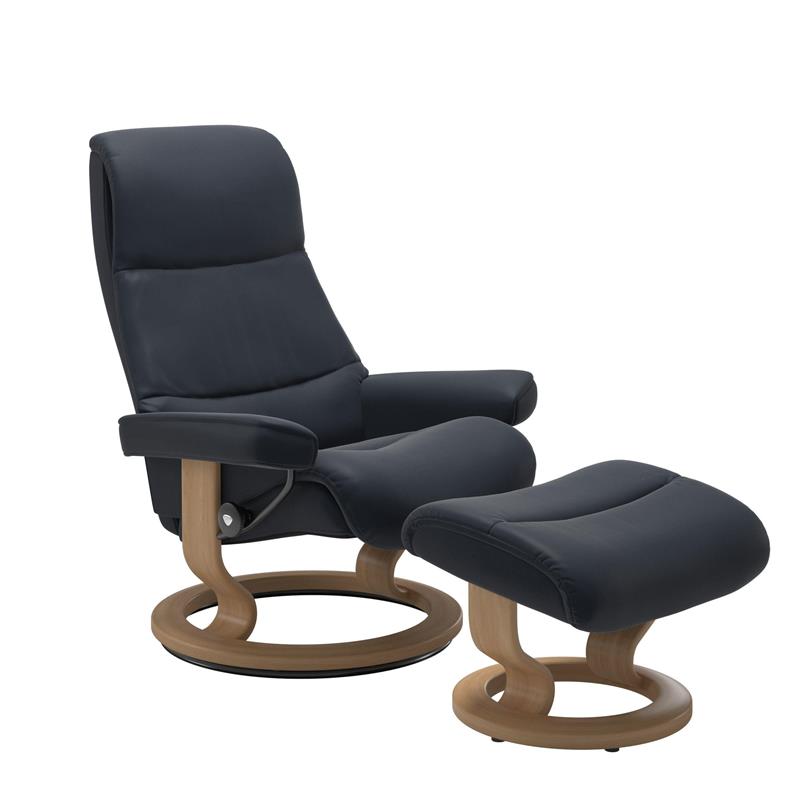 View (M) Classic Chair With Footstool